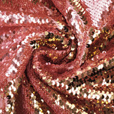 Reversibler Paillettenstoff Rosa-Gold auf Rosa Satin