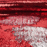 Reversibler Paillettenstoff Rot-Silber auf Rot Satin