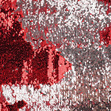 Reversible Sequin Fabric Red-Silver on Red Satin