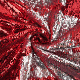Reversible Sequin Fabric Red-Silver on Red Satin