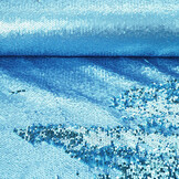 Reversibler Paillettenstoff Matt-Glanz Blau auf Blau Satin