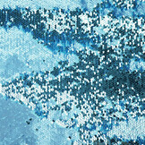 Reversibler Paillettenstoff Matt-Glanz Blau auf Blau Satin