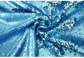Omkeerbare Pailletten Stof Mat-Glans Blauw op Blauw Satijn