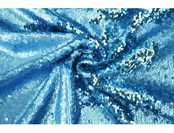 Omkeerbare Pailletten Stof Mat-Glans Blauw op Blauw Satijn