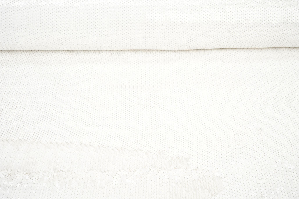 Sequin Fabric White on White Satin