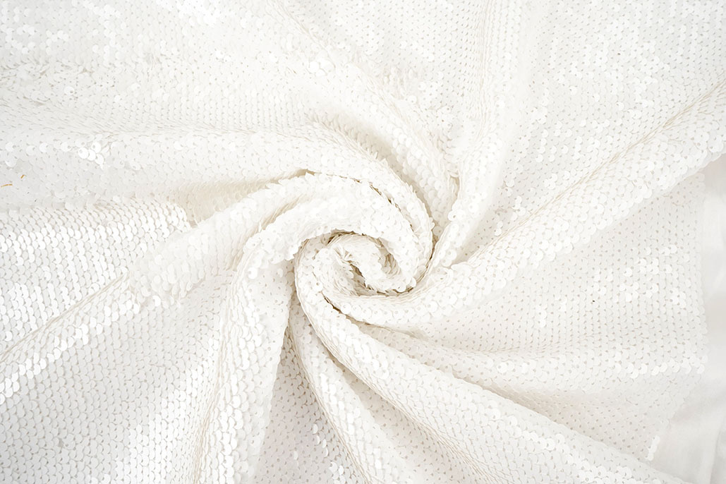 Sequin Fabric White on White Satin