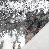 Sequin Fabric Silver on White Satin