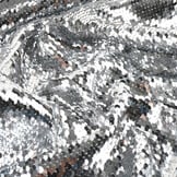 Reversible Sequin Fabric Silver -Silver on White Satin