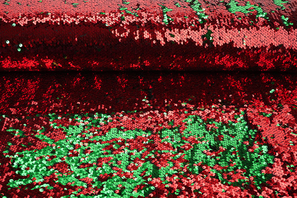 Reversible Sequin Fabric Red-Green