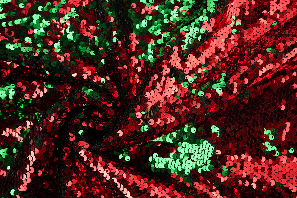 Reversible Sequin Fabric Red-Green