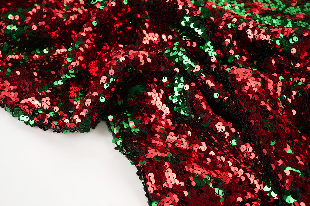 Reversible Sequin Fabric Red-Green