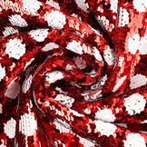 Reversible Sequin Fabric Red with White Dots