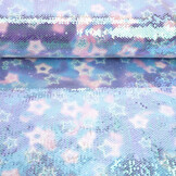 Sequin Fabric Pearlescent on Printed Satin Stars