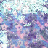 Sequin Fabric Pearlescent on Printed Satin Stars
