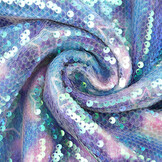 Pailletten Stof Parelmoer op Bedrukte Satijn Sterren