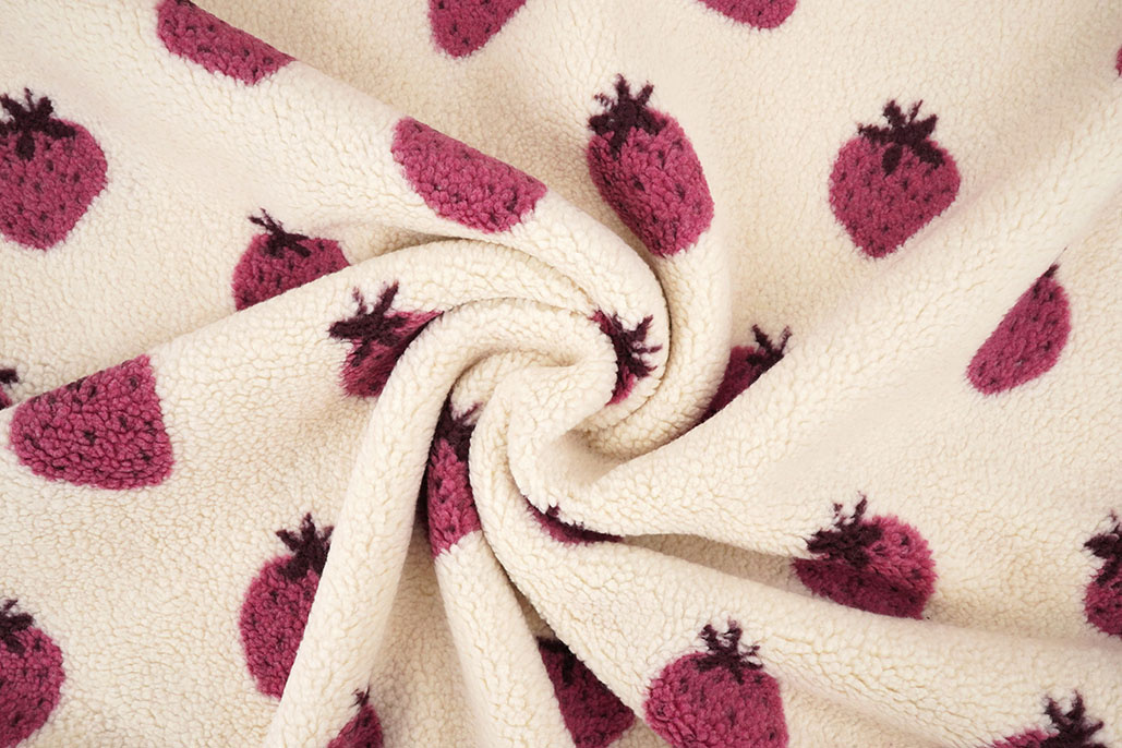Teddy Fabric Strawberries Cream