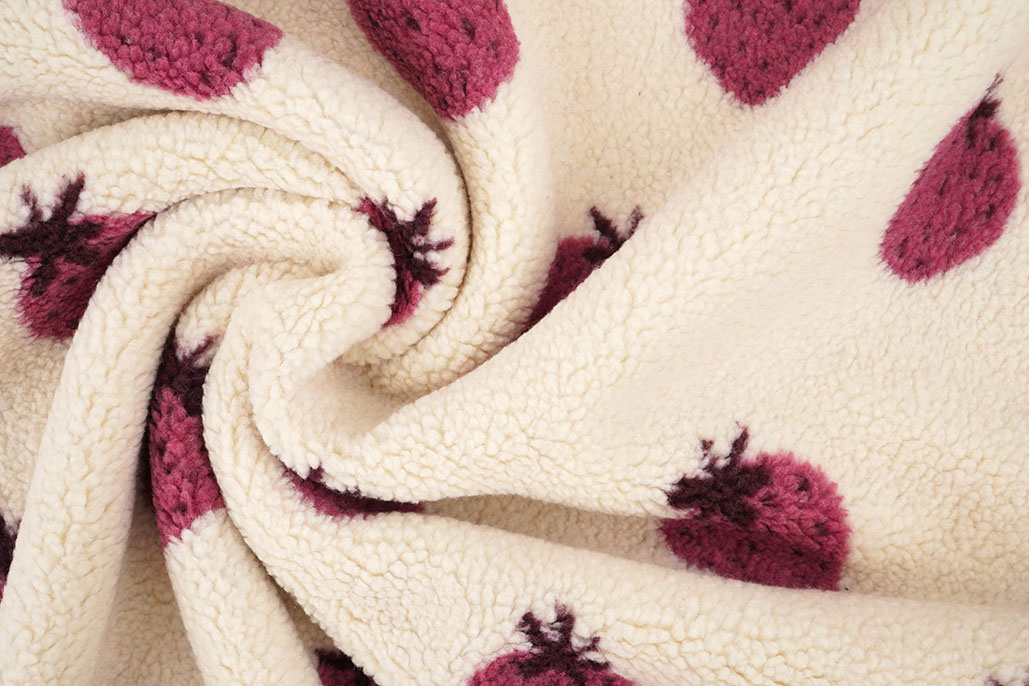 Teddy Fabric Strawberries Cream