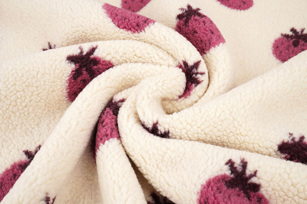 Teddy Fabric Strawberries Cream