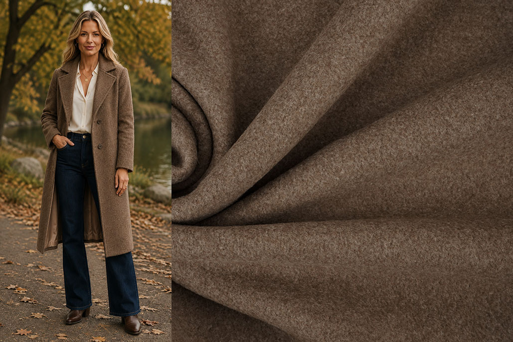 Katoenen Fleece Bruin Melange