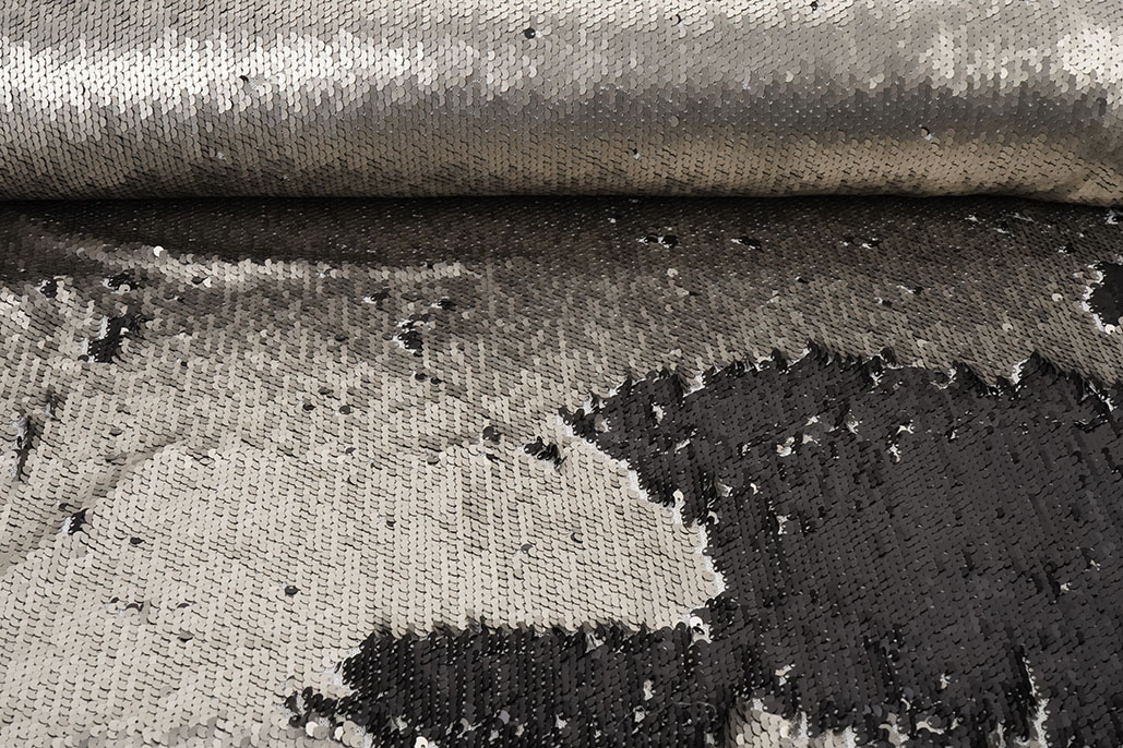 Omkeerbare Pailletten op Mesh Mat Grijs-Antraciet