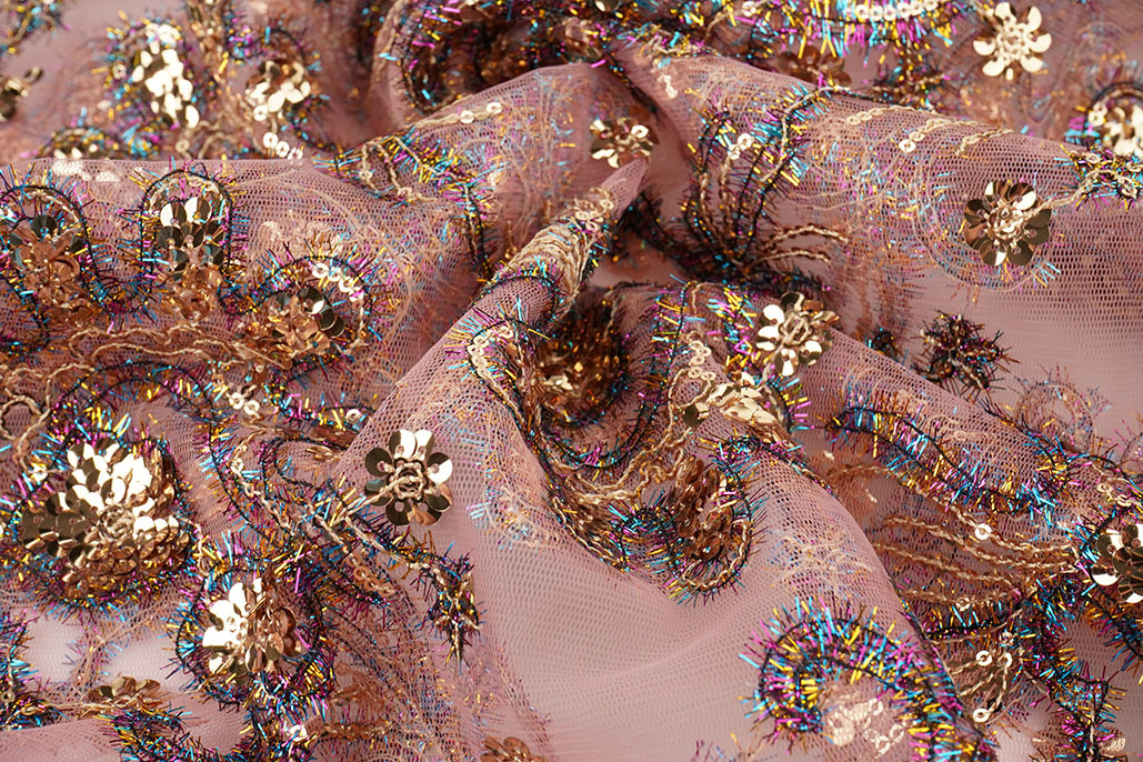 Mesh Embroidered Sequins Ishani Pink