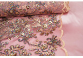 Mesh Geborduurd Pailletten Ishani Roze