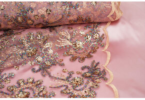 Mesh Embroidered Sequins Ishani Pink