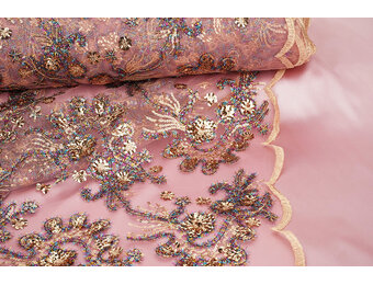 Mesh Geborduurd Pailletten Ishani Roze