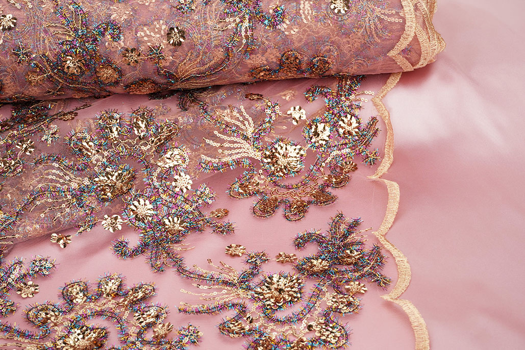 Mesh Embroidered Sequins Ishani Pink