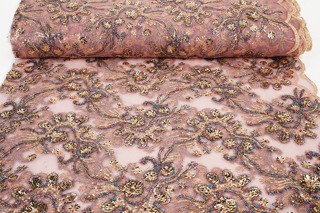 Netz Bestickt Pailletten Ishani Rosa