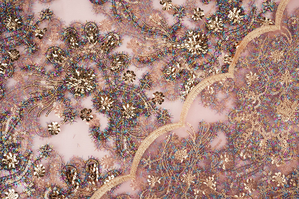 Mesh Embroidered Sequins Ishani Pink