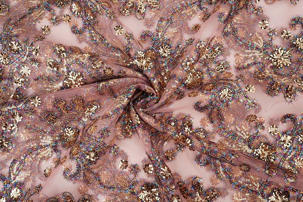 Mesh Embroidered Sequins Ishani Pink
