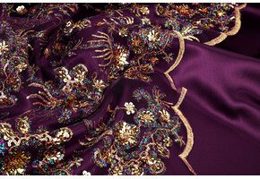 Mesh Embroidered Sequins Ishani Aubergine