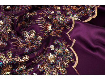 Mesh Geborduurd Pailletten Ishani Aubergine