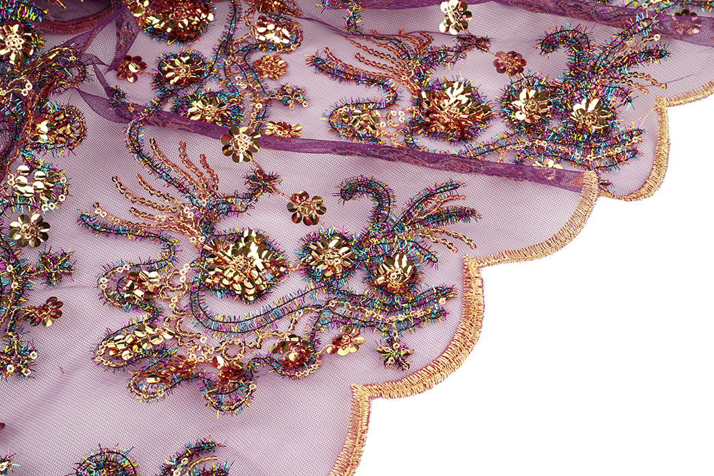 Mesh Geborduurd Pailletten Ishani Aubergine