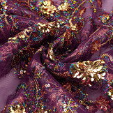 Mesh Geborduurd Pailletten Ishani Aubergine