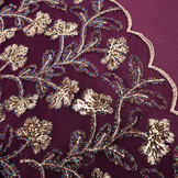 Mesh Geborduurd Pailletten Maharani Aubergine