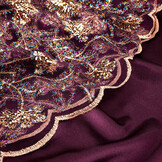Mesh Geborduurd Pailletten Maharani Aubergine