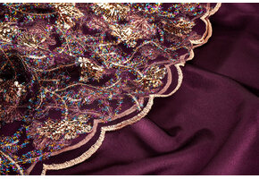 Mesh Embroidered Sequins Maharani Aubergine