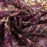 Netz Bestickt Pailletten Maharani Aubergine