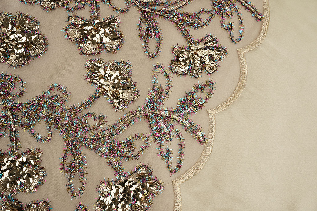 Mesh Geborduurd Pailletten Maharani Licht Mauve