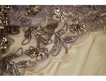 Mesh Geborduurd Pailletten Maharani Licht Mauve