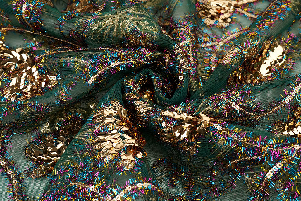 Mesh Embroidered Sequins Maharani Green