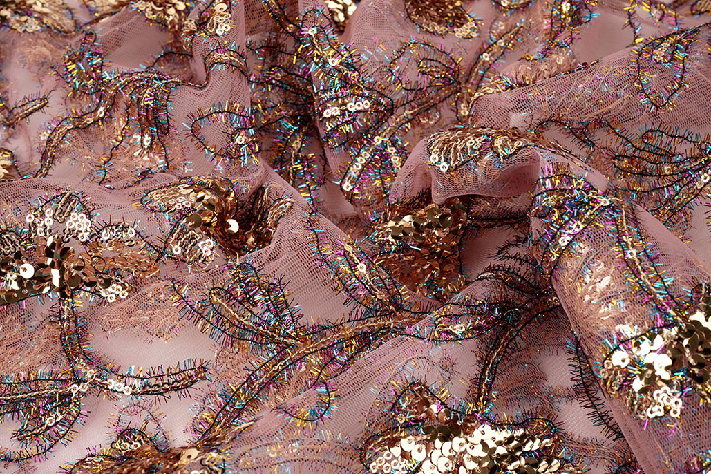 Mesh Geborduurd Pailletten Maharani Roze