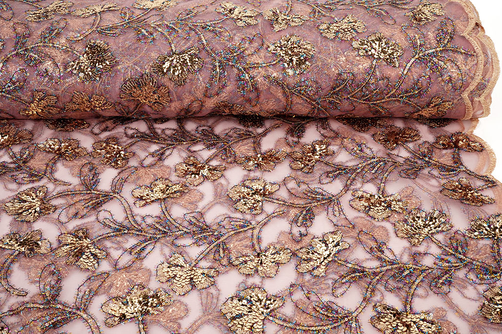 Mesh Embroidered Sequins Maharani Pink