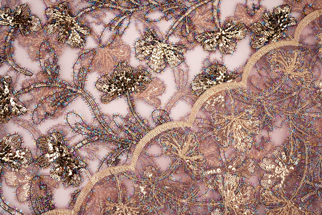 Mesh Geborduurd Pailletten Maharani Roze