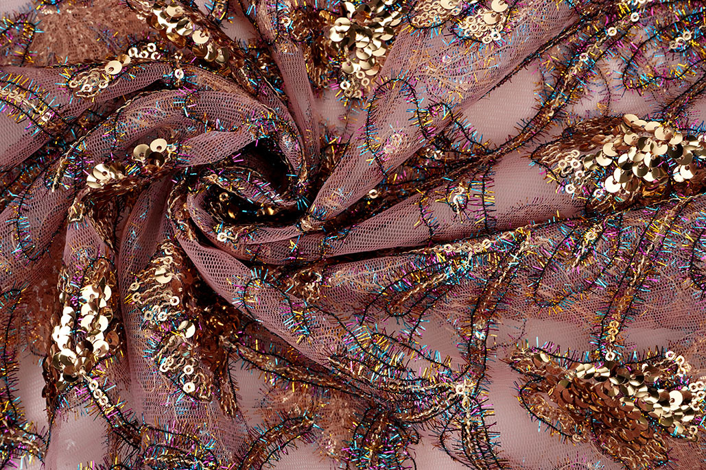 Mesh Embroidered Sequins Maharani Pink