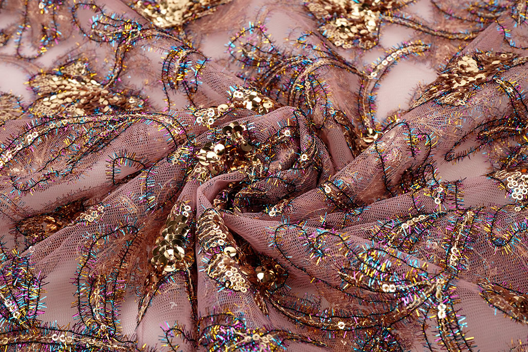 Mesh Embroidered Sequins Maharani Pink