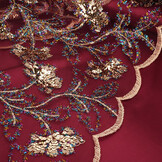 Mesh Geborduurd Pailletten Maharani Bordeaux