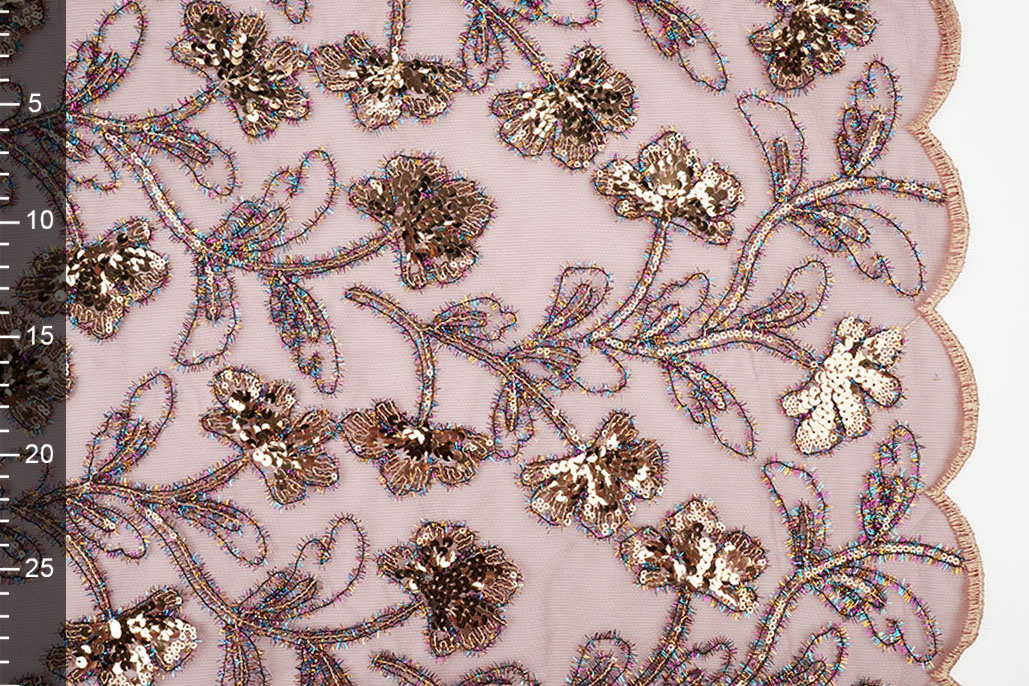 Mesh Geborduurd Pailletten Maharani Bordeaux
